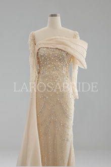 Long-Sleeve Crystal Beaded Dress-Larosabride