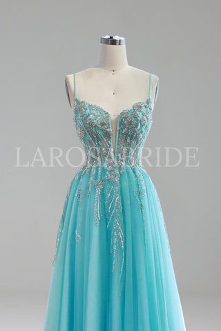 Sleeveless Beaded A-Line Dress - LAROSABRIDE