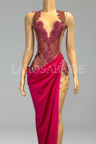 Draped Side Illusion Gown