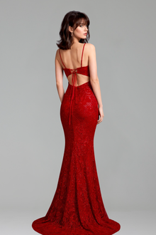Spaghetti Strap Slit Gown - LAROSABRIDE
