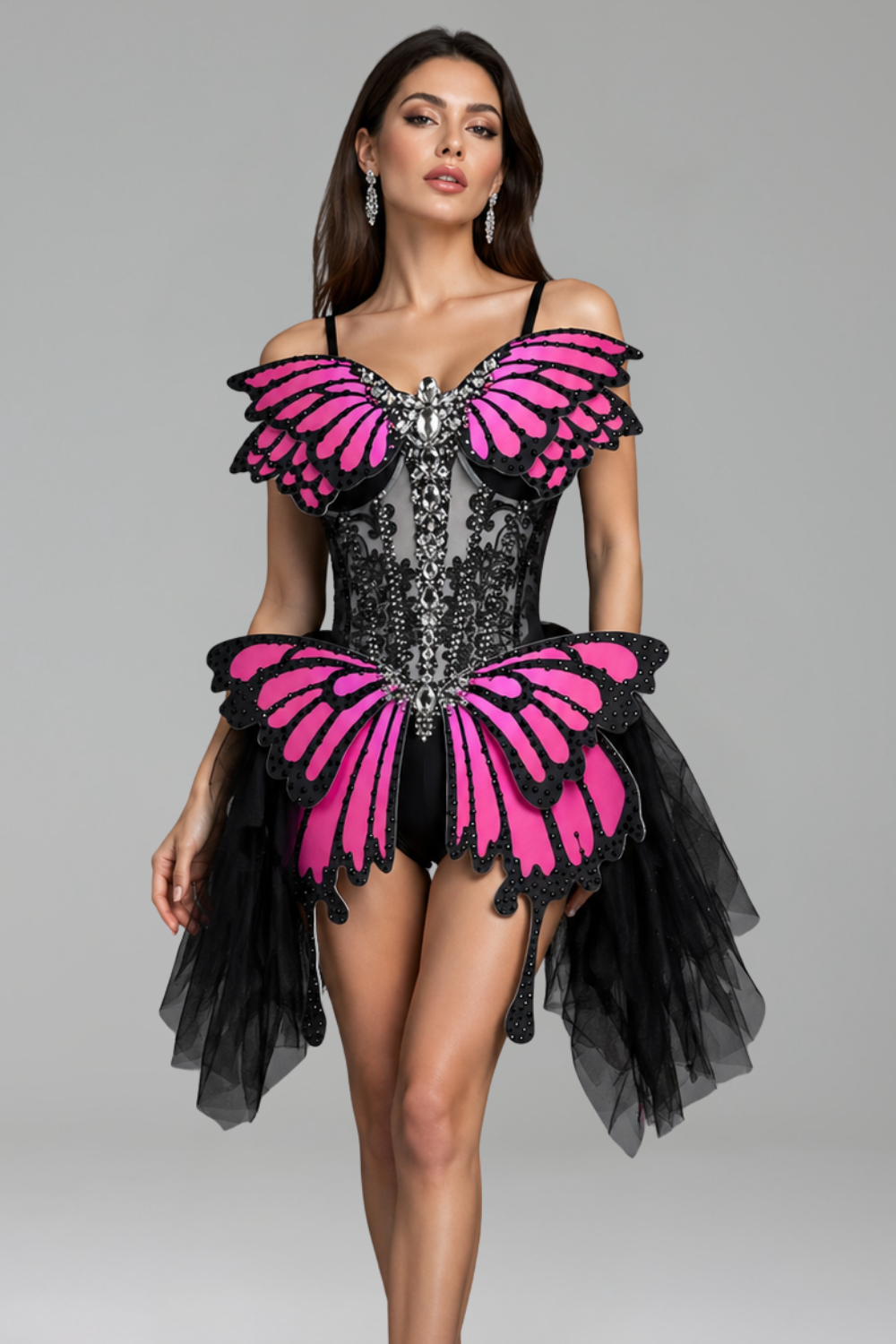 Butterfly Appliqu� Corset Mini Dress - LAROSABRIDE