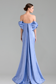 Off-Shoulder Satin Gown-Larosabride