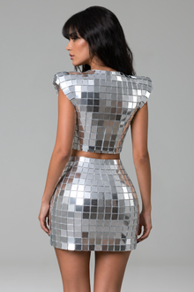 Mirrored Tile Crop Top Skirt Set - LAROSABRIDE