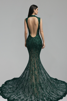 Illusion Lace Sequin Mermaid Gown - LAROSABRIDE
