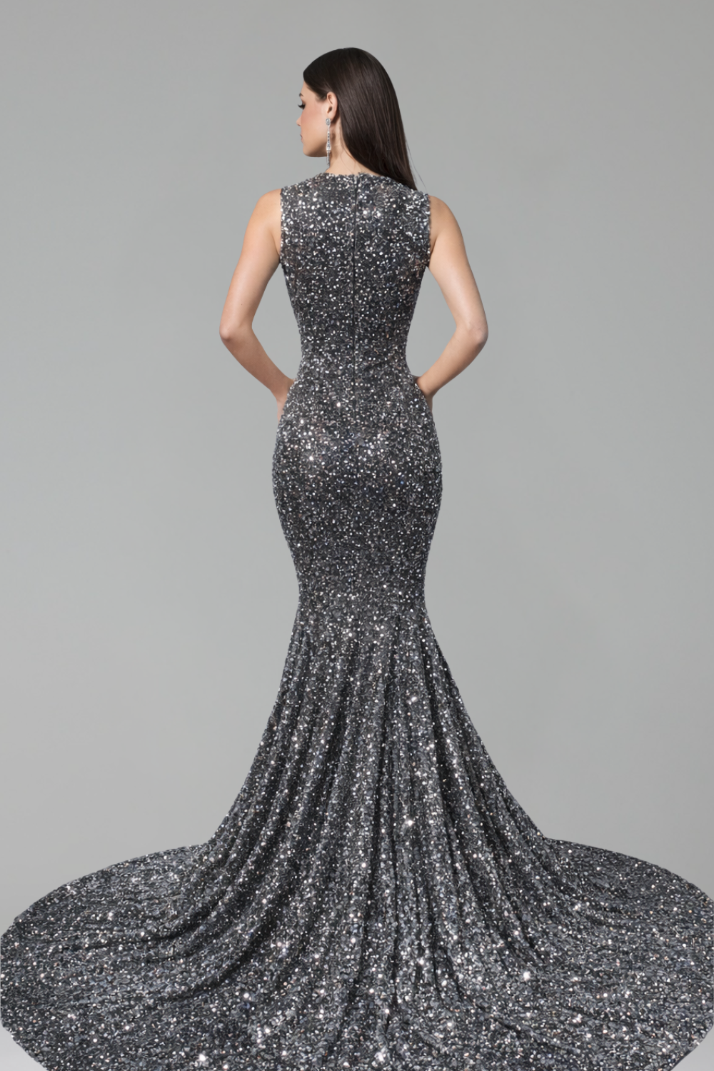 Embellished Illusion Satin Mermaid Gown - LAROSABRIDE
