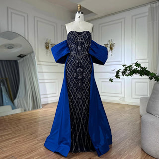 Strapless Beaded Overskirt Gown