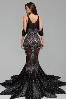 Crystal Illusion Mermaid Gown - LAROSABRIDE