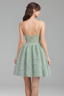 Sage Green A-Line Spaghetti Strap Mini - LAROSABRIDE