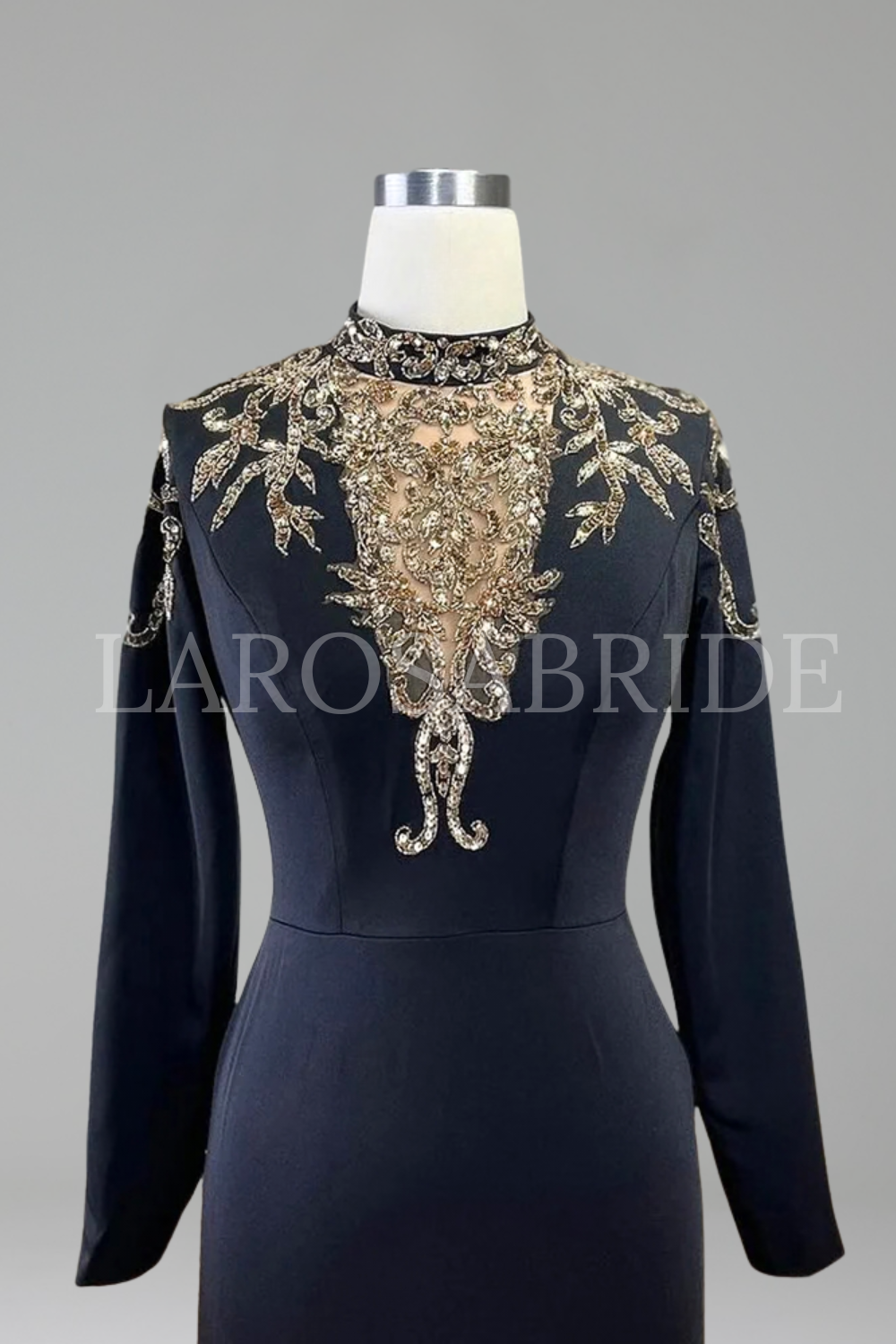 Satin Beaded Mermaid Gown - LAROSABRIDE