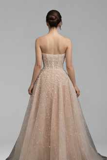 Strapless Beaded A-Line Evening Dress-Larosabride