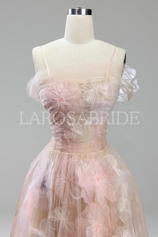 Beaded Appliqué A-Line Dress-Larosabride