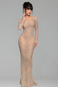 Chevron Crystal Illusion Gown - LAROSABRIDE