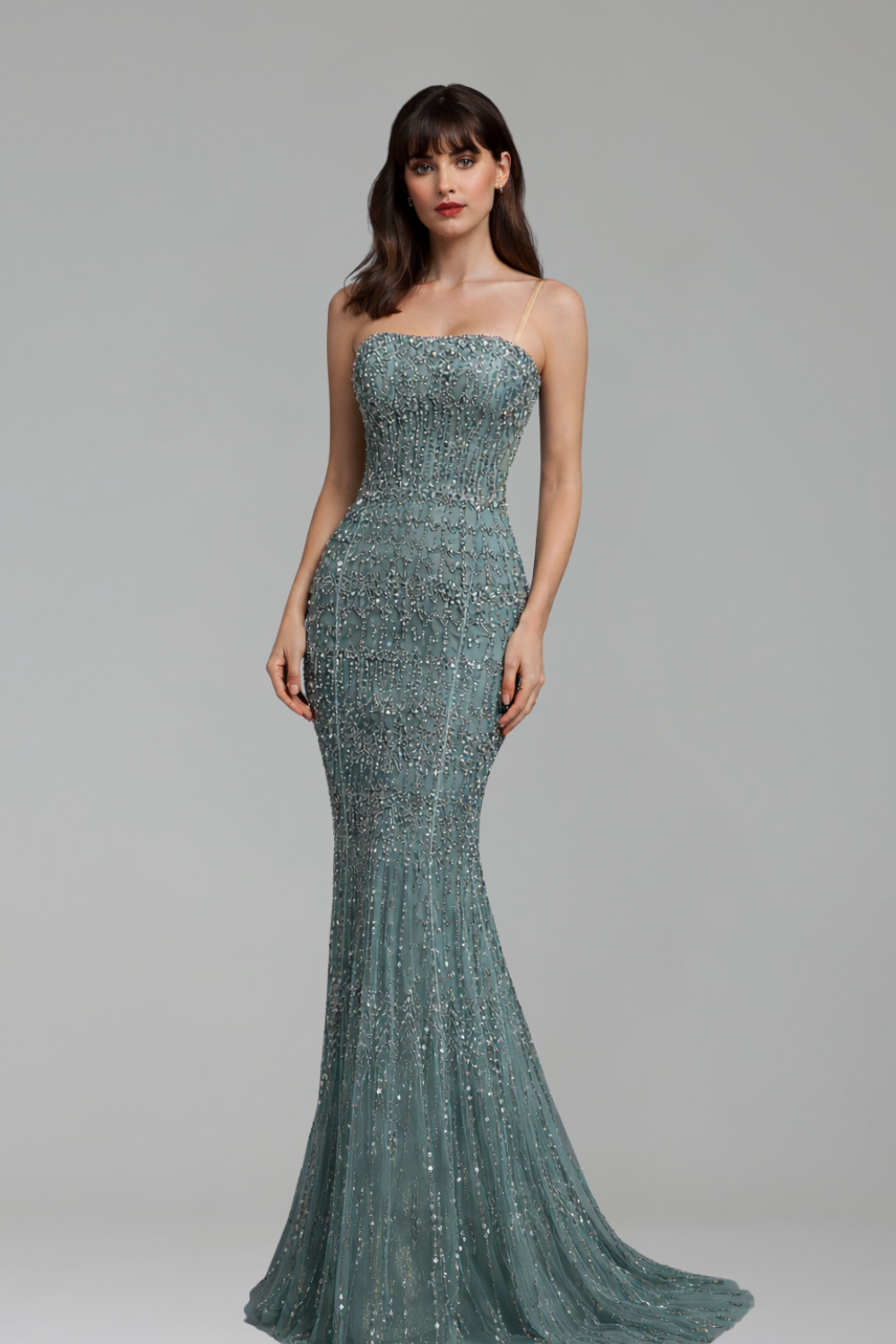 Beaded Mermaid Cape Dress - LAROSABRIDE
