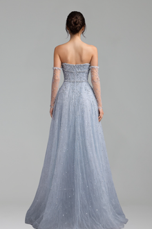 A Line Evening Dress Crystal Beaded - LAROSABRIDE