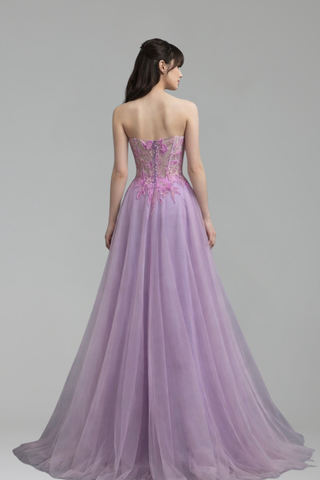 Prom Dress Tulle Beaded A Line Ball Gown - LAROSABRIDE