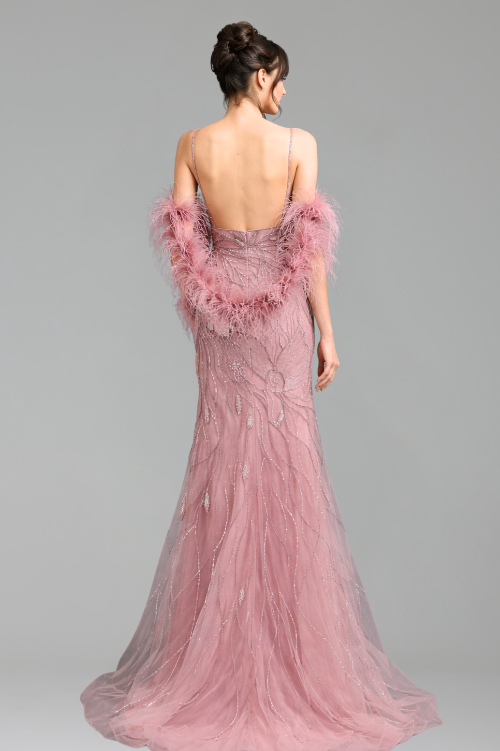Pink Luxury Feathered Beaded - LAROSABRIDE