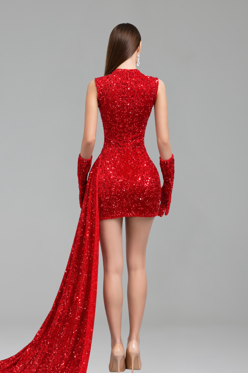 Sequin Embellished Sheer Mini Dress - LAROSABRIDE