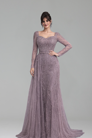 Beaded Mermaid Overskirt Dress - LAROSABRIDE