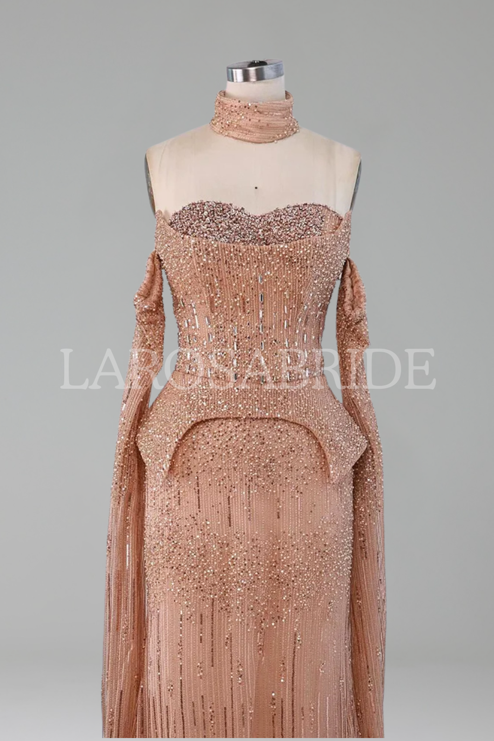 Off-Shoulder Crystal Cape Dress-Larosabride