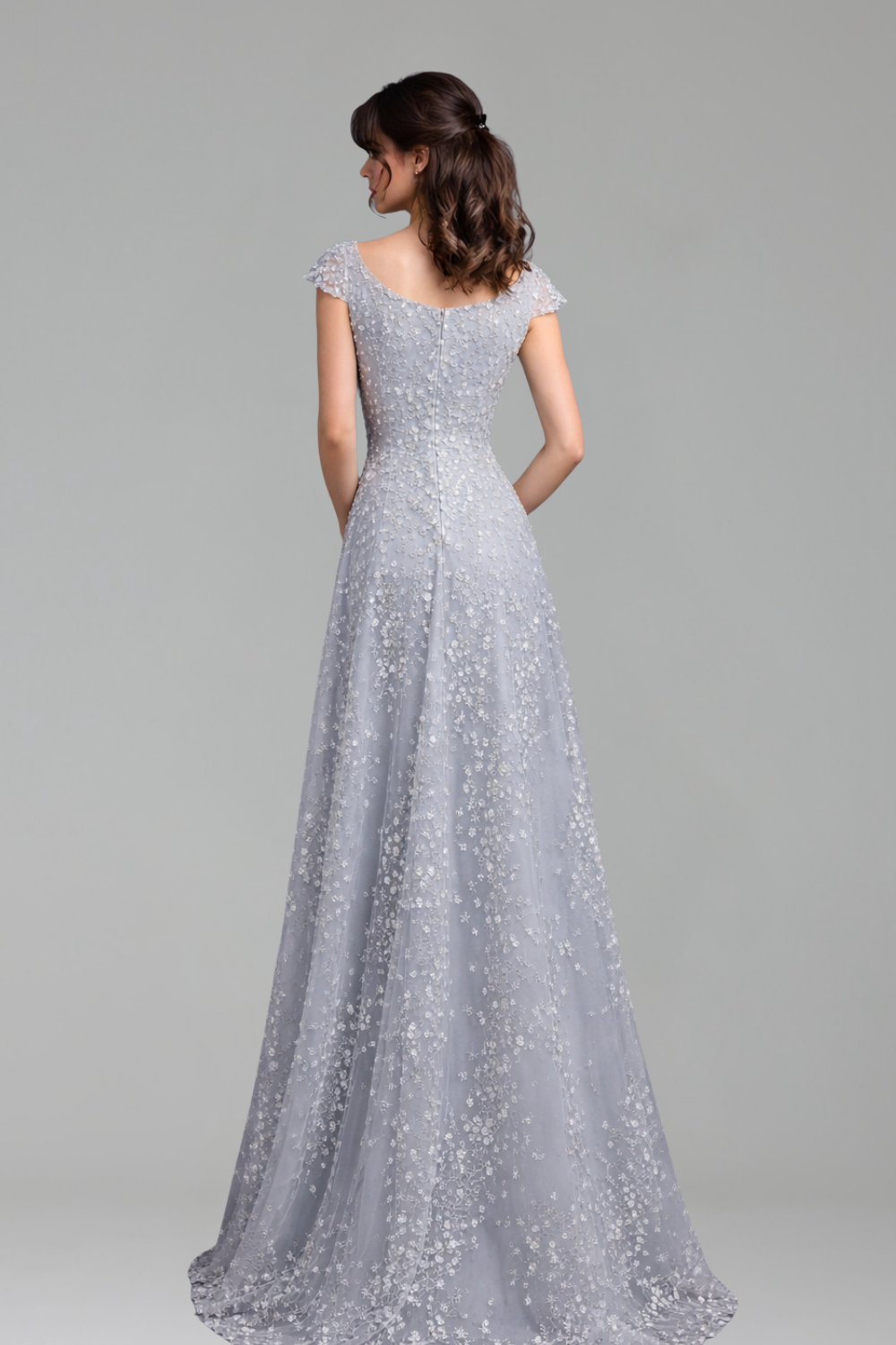 Floral Evening Dress with Square - LAROSABRIDE