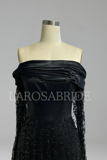 Off-Shoulder Beaded Dress-Larosabride