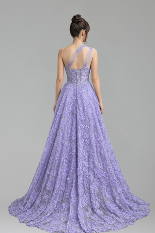 Spaghetti Strap Tiered Lace A-Line Dress - LAROSABRIDE