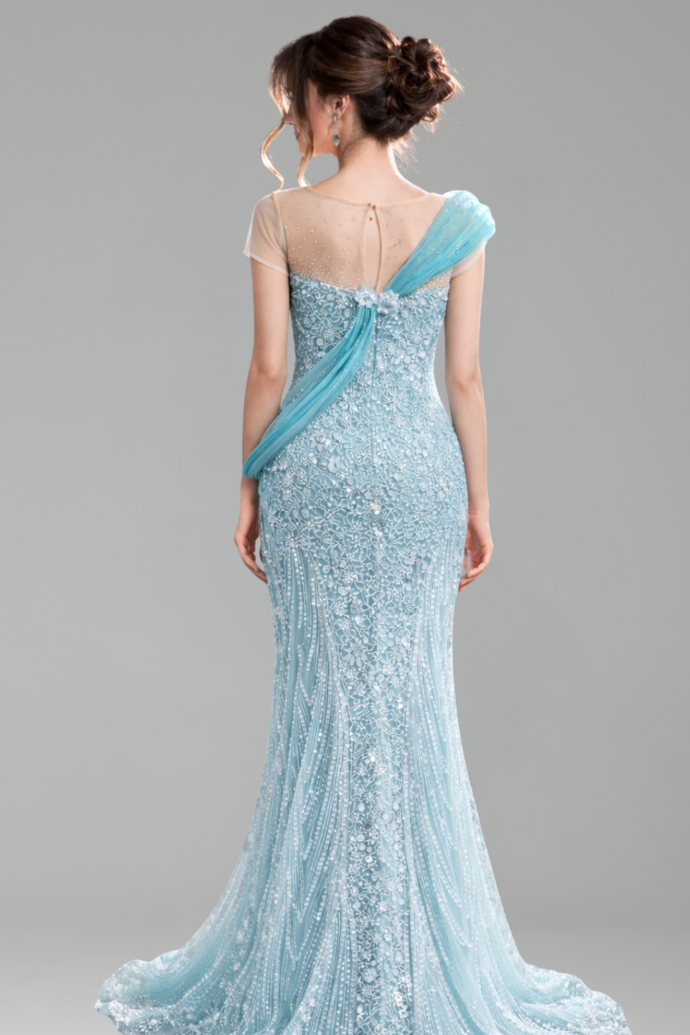 Turquoise Sleeveless Beaded Mermaid - LAROSABRIDE