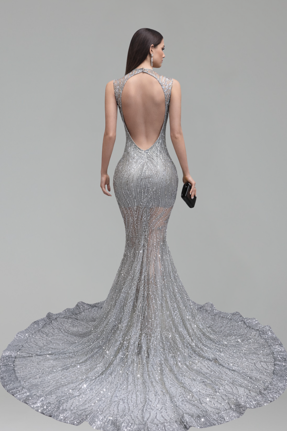 Illusion Beaded Mermaid Evening Gown - LAROSABRIDE