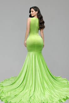 Lime Cascade Cutout Mermaid Gown-Larosabride
