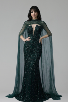 Pearl Beaded Tulle Train Dress - LAROSABRIDE