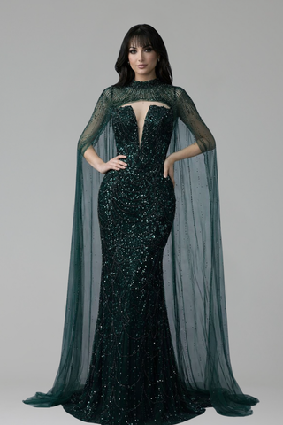 Pearl Beaded Tulle Train Dress - LAROSABRIDE