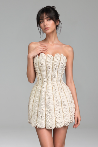 Strapless Textured Sculpted Mini Dress - LAROSABRIDE