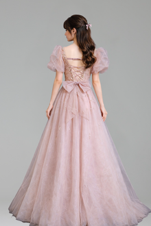 Puff Sleeve Beaded Ballgown - LAROSABRIDE