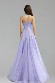Lilac Strapless A-Line Tulle Evening - LAROSABRIDE