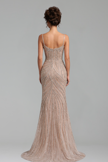 Nude Luxury Beaded High Slit - LAROSABRIDE