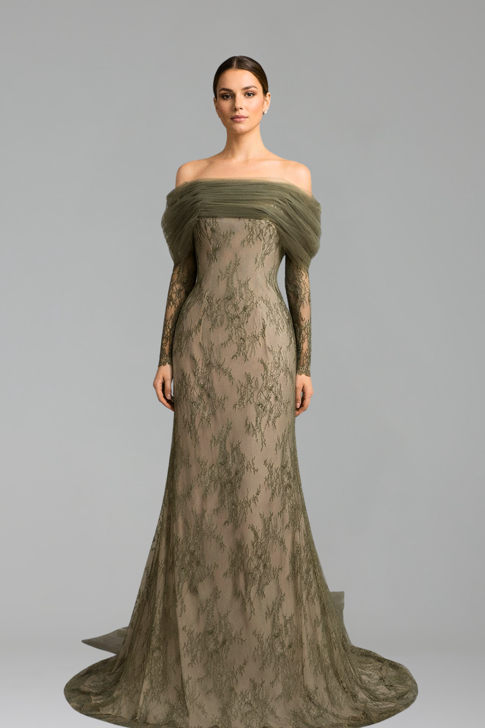 Off Shoulder Lace Mermaid Gown-Larosabride