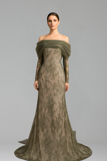 Off Shoulder Lace Mermaid Gown-Larosabride