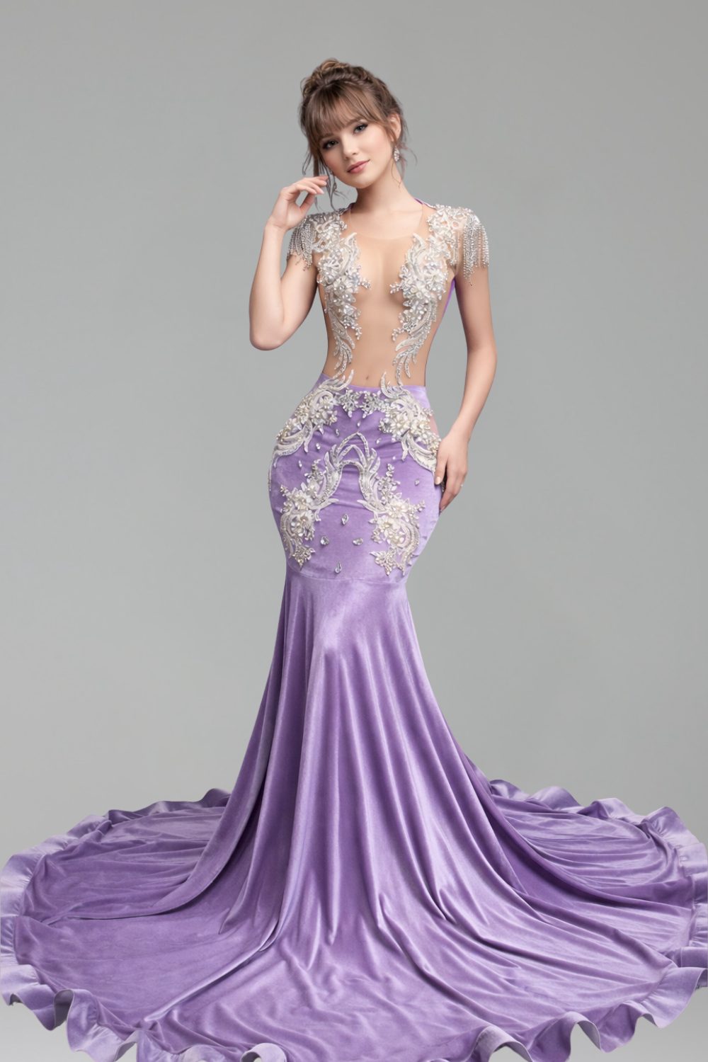 Illusion Lace Satin Mermaid Gown - LAROSABRIDE