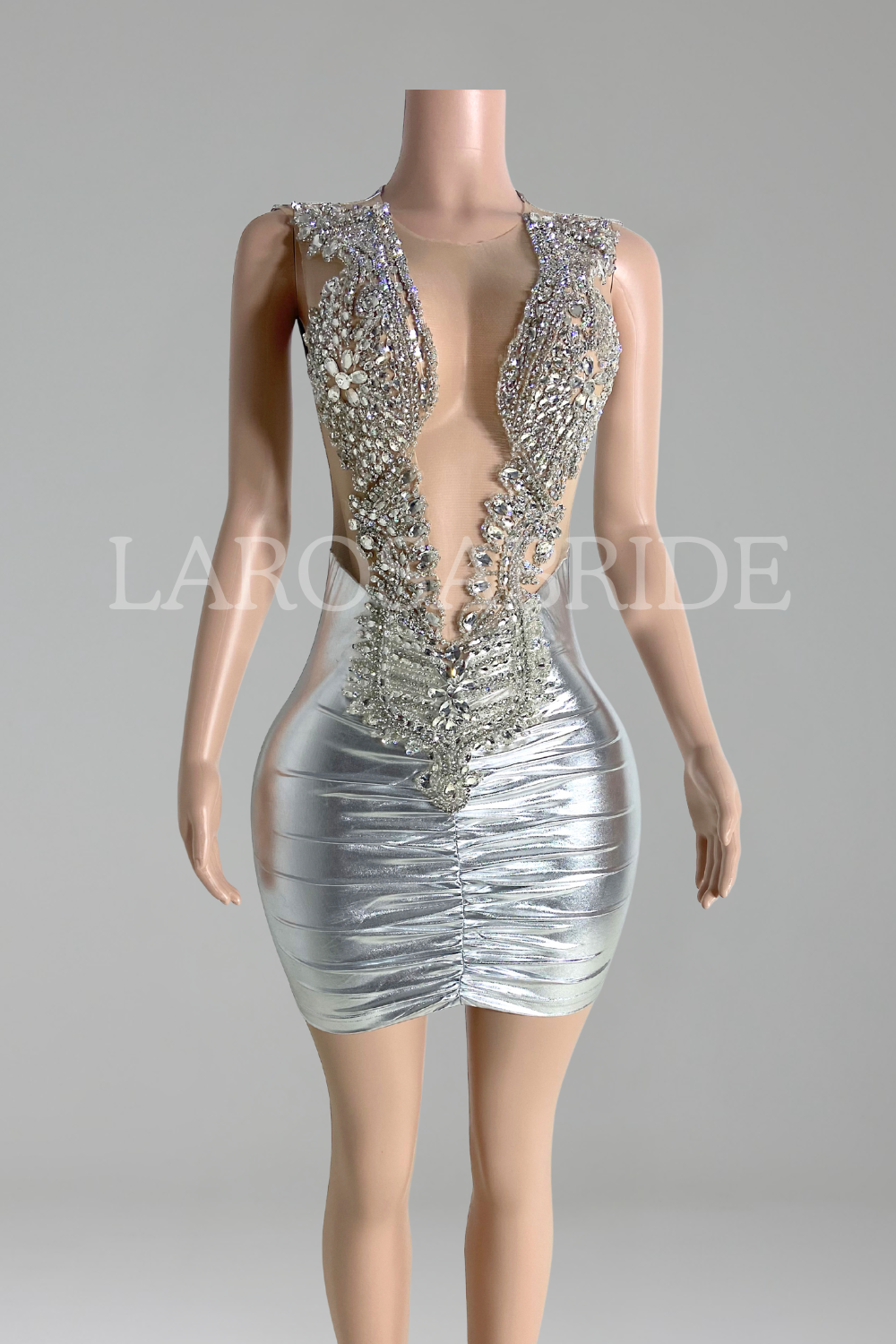 Crystal Mesh Bodycon Dress-Larosabride