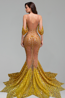Crystal Illusion Mermaid Gown - LAROSABRIDE