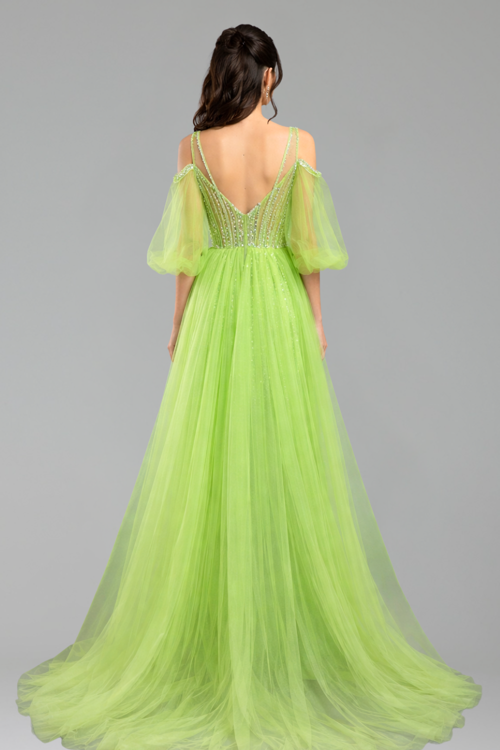 Spaghetti Strap Beaded Overskirt Dress - LAROSABRIDE