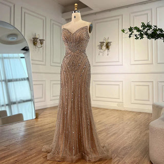 Shimmering Nude Beaded Gown