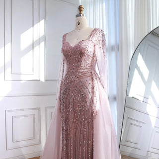 Blush Crystal-Draped Couture Gown