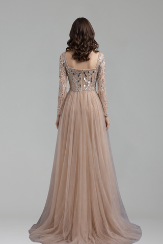 Nude Long Sleeve Mermaid Customized - LAROSABRIDE