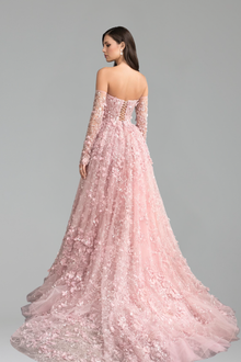 Strapless Lace-Up Overskirt Dress-Larosabride