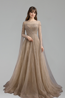 Beaded Cape Dress - LAROSABRIDE