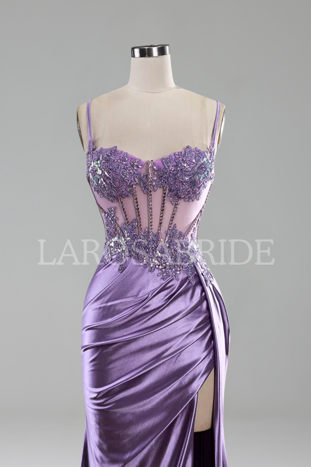 Beaded Satin Split Dress-Larosabride