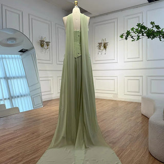 Sage Corset Chiffon Gown