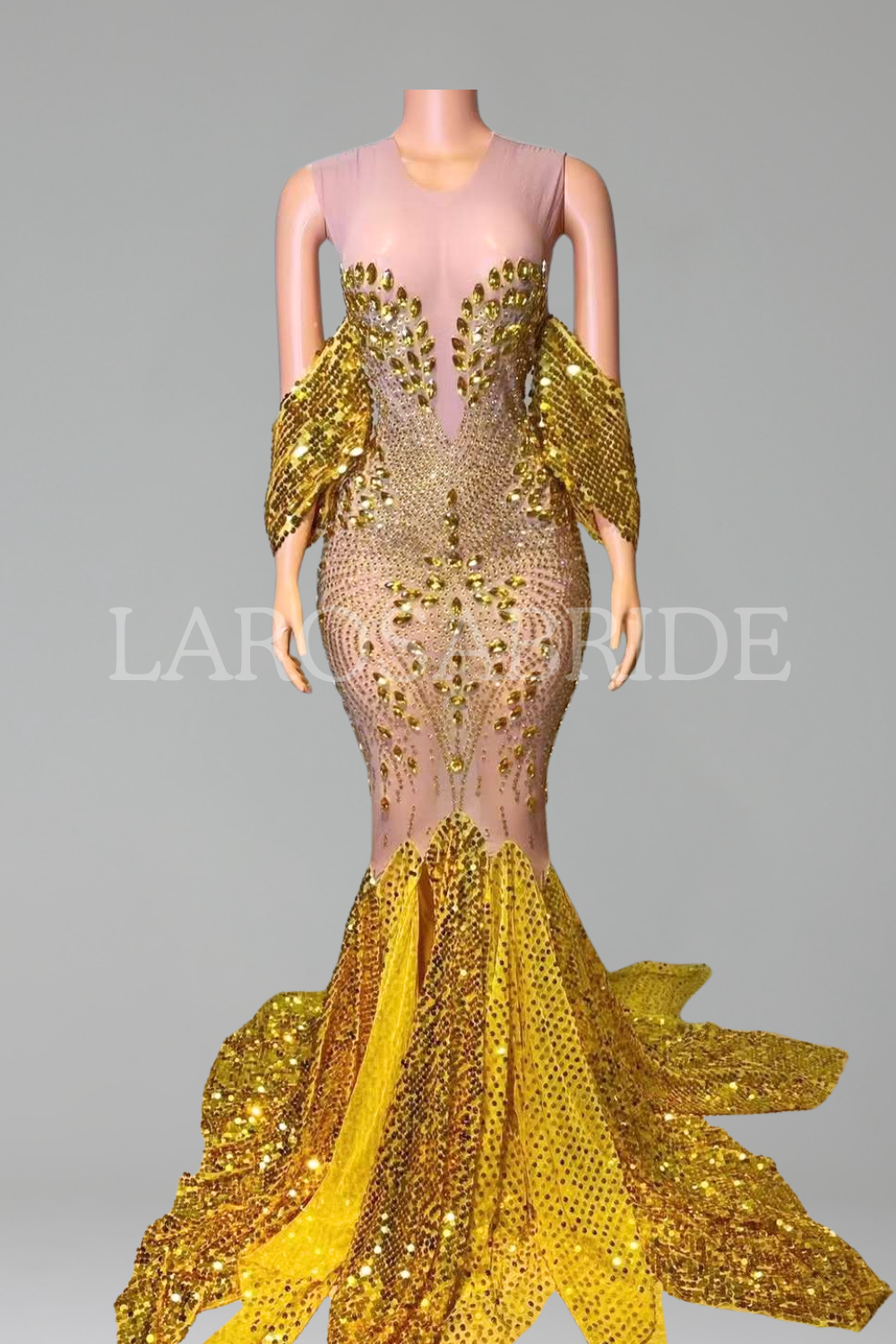 Sequin Mermaid Train Gown-Larosabride