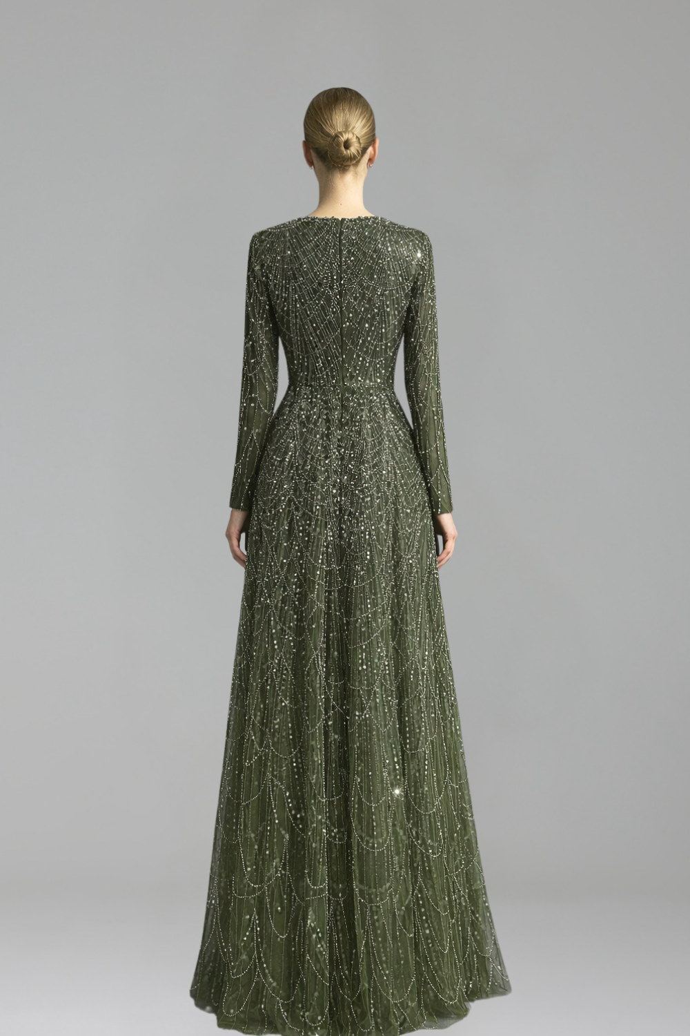 Long Sleeve Beaded Gown-Larosabride